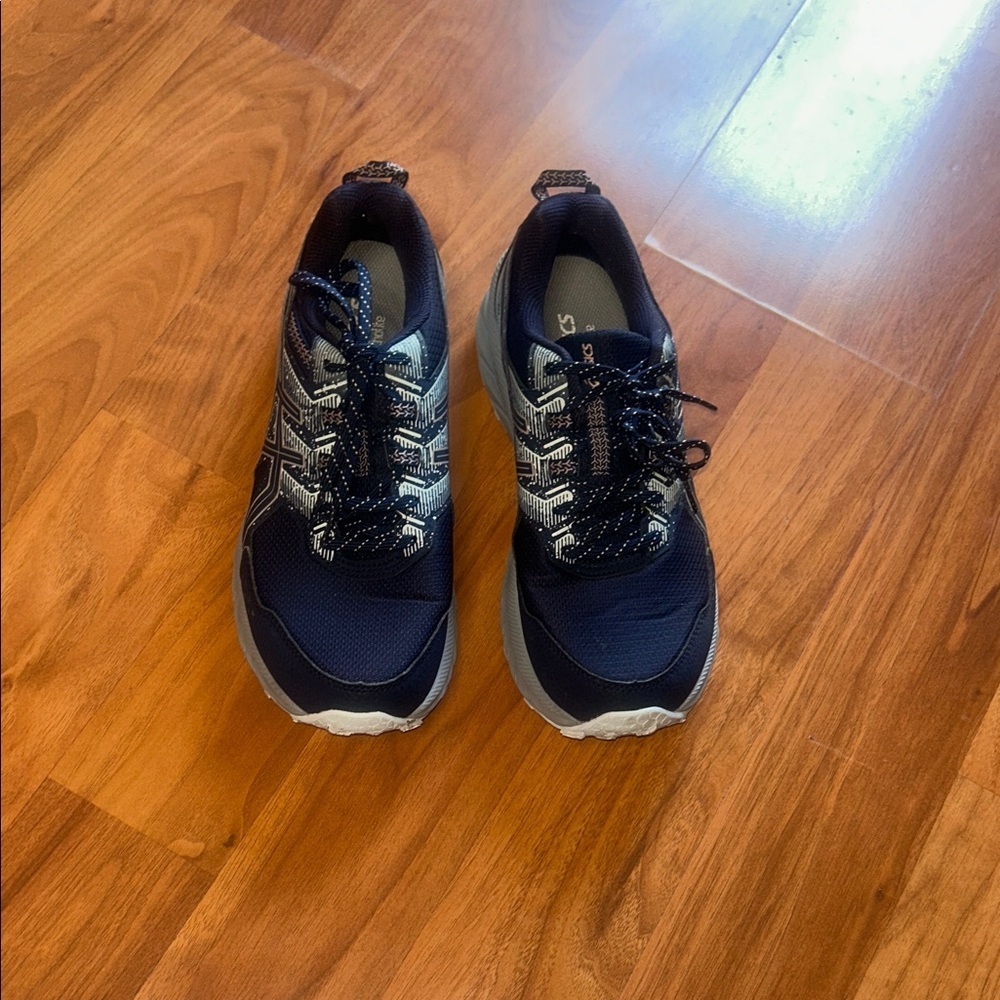 Asics Women's Navy Blue and White Sneakers - Picture 2 of 14